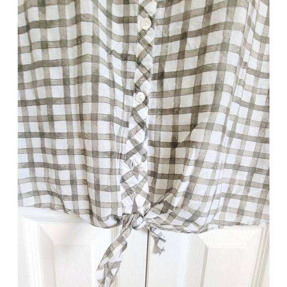 J. Jill XL Cotton Silk Blend Button Up Tie Front Sleeveless Top Green Sleeveless - Picture 7 of 7